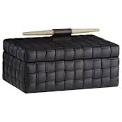 Arteriors Humphrey 14-1/2" Wide Leather and Iron Decorative Box Black