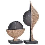 Arteriors Flojo Abstract Marble Decorative Sculptures - Set of 2 Black