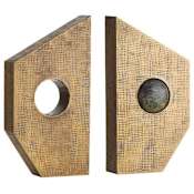Arteriors Garrick 5" Wide Brass and Marble Decorative Bookends Antique Brass