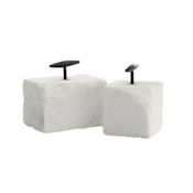 Arteriors Pedra 6-1/2" x 6-1/2" Iron and Marble Bookends - Set of 2 White
