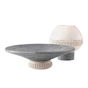 Arteriors Taza Varying Dimensions Terracotta Decorative Vase and Bowl - Set of 2 Graphite / Ivory