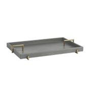 Arteriors Arcus 24-1/2" x 3-1/2" Iron and Leather Tray Juniper