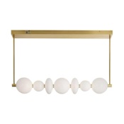 Arteriors Raphael 48" Wide Linear Chandelier Antique Brass / Opal