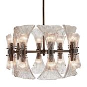 Arteriors Gwendolyn 16 Light 24" Wide Chandelier with Ribbed Glass Shades Smoke
