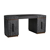 Arteriors Coventry 66" Oak Veneer, Leather and Stainless Steel 3 Drawer Writing Desk Cerused Ebony
