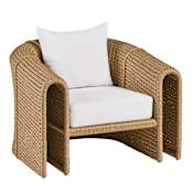 Arteriors Julien 37" Wide Rattan Framed Bouclé Lounge Chair Pearl