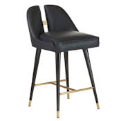 Arteriors Crowley 18" Wide Wood Framed Leather Counter Stool Black