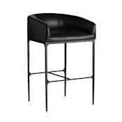 Arteriors Osbourne 25" Wide Leather Bar Stool Black