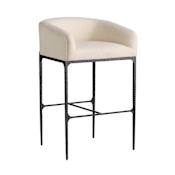 Arteriors Osbourne 25" Wide Iron Framed with Fabric Upholstery Stool Oxford White