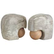 Arteriors Melt Marble and Wood Decorative Bookends - Set of 2 Gray