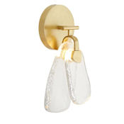 Arteriors Melt 14" Tall LED Wall Sconce with Textured Cast Glass Shades Antique Brass