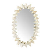 Arteriors Cicada 27" W x 40" H Oval Wood Framed Accent Mirror Sandblasted Whitewash