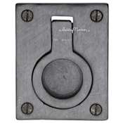 Ashley Norton Flush 2-1/2" Long Flush Mount Recessed Luxury Solid Bronze Drop Ring Cabinet Drawer Pull on Backplate Dark Bronze