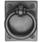Ashley Norton Luxury 2-1/2" Long Luxury Solid Bronze Drop Ring Cabinet Pull with Backplate Dark Bronze