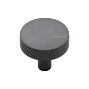 Ashley Norton Helios 1-1/2" Round Luxury Solid Brass Disc Diamond Knurled Designer Cabinet / Drawer Knob Dark Oil Rubbed