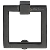Ashley Norton Square 1-1/2" Long Angular Modern Drop Ring Cabinet Handle / Drawer Pull Distressed Black