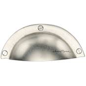 Ashley Norton Traditional 3-7/8" Long Luxury Solid Bronze Surface Mount Classic Cabinet Cup Handle / Drawer Cup Pull White Bronze