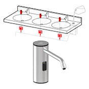 ASI Deck Mounted Electronic Top-Fill Foam Soap Dispenser with 6L Capacity - Battery Operated Satin Stainless Steel