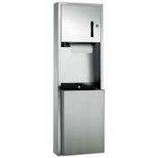 ASI Traditional Surface Mounted Paper Towel Dispenser and 18 Gallon Waste Receptacle Satin Stainless Steel