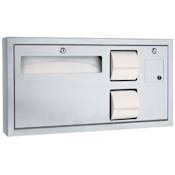 ASI Surface Mounted Horizontal ADA Toilet Seat Cover and Toilet Tissue Dispenser with Sanitary Napkin Disposal Satin Stainless Steel