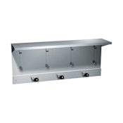 ASI Shelves/Utility Hook & Mop Strip (4 Hooks, 3 Holders) 34” – Surface Mounted Stainless Steel