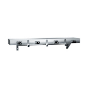 ASI Wall Mounted Utility Shelf with Mop Holders, Drying Rod, and Rag Hooks Satin Stainless Steel
