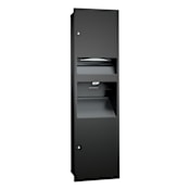 ASI Simplicity Recessed Three-In-One Paper Towel Dispenser with Waste Receptacle and Provision for Electronic Hand Dryer Matte Black