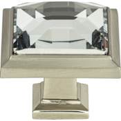 Atlas Homewares Crystal 1-5/16 Inch Square Cabinet Knob Brushed Nickel