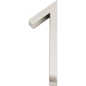 Atlas Homewares Modern Avalon 6 Inch Tall Address House Number '1' Brushed Nickel