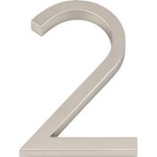 Atlas Homewares Modern Avalon 6 Inch Tall Address House Number '2' Brushed Nickel