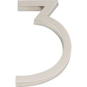 Atlas Homewares Modern Avalon 6 Inch Tall Address House Number '3' Brushed Nickel