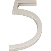 Atlas Homewares Modern Avalon 6 Inch Tall Address House Number '5' Brushed Nickel