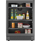 Avallon 24 Inch Wide 140 Can Energy Efficient Beverage Center with LED Lighting, Double Pane Glass, Touch Control Panel and Right Swing Door Black Stainless Steel