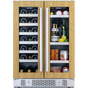 Avallon 24 Inch Wide 21 Bottle Capacity and 64 Can Capacity Beverage Center with LED Lighting and Double Pane Glass Panel Ready