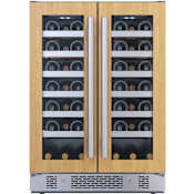 Avallon 24 Inch Wide 42 Bottle Capacity French Door Wine Cooler with LED Lighting Panel Ready