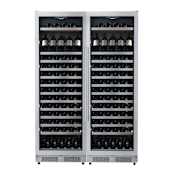 Avallon 48 Inch Wide 300 Bottle Capacity Built-In or Free Standing Wine Cooler with Adjustable Wood Shelves, Child Lock, Door Alarm and Door Lock Stainless Steel