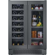 Avallon 24 Inch Wide 21 Bottle Capacity and 64 Can Capacity Beverage Center with LED Lighting and Double Pane Glass Black Stainless Steel