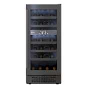 Avallon 15 Inch Wide 23 Bottle Capacity Dual Zone Wine Cooler with Left Swing Door Black Stainless Steel