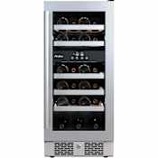 Avallon 15 Inch Wide 23 Bottle Capacity Dual Zone Wine Cooler with Right Swing Door Stainless Steel