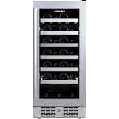 Avallon 15 Inch Wide 27 Bottle Capacity Single Zone Wine Cooler with Right Swing Door Stainless Steel