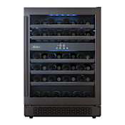 Avallon 24 Inch Wide 45 Bottle Capacity Dual Zone Wine Cooler with Left Swing Door Black Stainless Steel