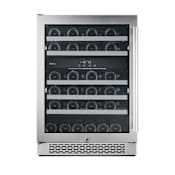 Avallon 24 Inch Wide 46 Bottle Capacity Dual Zone Wine Cooler with Left Swing Door Stainless Steel