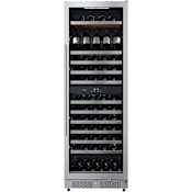 Avallon 24 Inch Wide 140 Bottle Capacity Built-In or Free Standing Wine Cooler with Wood Shelves, Dual Zone Cooling, Door Alarm, Door Lock and Energy Star Rated Stainless Steel