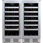 Avallon 30 Inch Wide 54 Bottle Capacity Wine Cooler with Door Locks and 2 Cooling Zones Stainless Steel