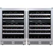 Avallon 48 Inch Wide 90 Bottle Capacity Wine Cooler with Door Locks and 4 Cooling Zones Stainless Steel