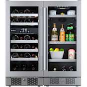 Avallon 30 Inch Wide 23 Bottle Dual Zone Wine Cooler and 86 Can Capacity Beverage Cooler with Double Pane Glass, Touch Control Panel, and Lockable Doors Stainless Steel