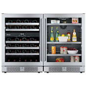 Avallon 48 Inch Wide 45 Bottle Capacity Dual Zone Wine Cooler and 140 Can Capacity Beverage Cooler with Double Pane Glass, Touch Control Panel, and Lockable Doors Stainless Steel