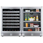 Avallon 48 Inch Wide 53 Bottle Capacity Wine Cooler and 140 Can Capacity Beverage Cooler with Double Pane Glass, Touch Control Panel, and Lockable Doors Stainless Steel