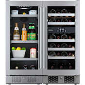 Avallon 30 Inch Wide 86 Can Capacity Beverage Cooler and 23 Bottle Dual Zone Wine Cooler with Double Pane Glass, Touch Control Panel, and Lockable Doors Stainless Steel