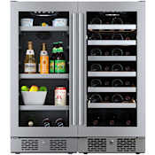 Avallon 30 Inch Wide 86 Can Capacity Beverage Cooler and 27 Bottle Capacity Single Zone Wine Cooler with Double Pane Glass, Touch Control Panel, and Lockable Doors Stainless Steel